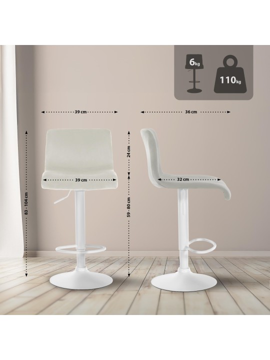 Scaun de bar Hoover catifea W, crem