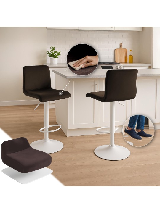Scaun de bar Hoover catifea W, maro Scaun de bar Hoover catifea W, maro