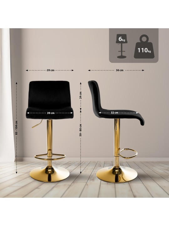 Scaun de bar Hoover catifea G, negru