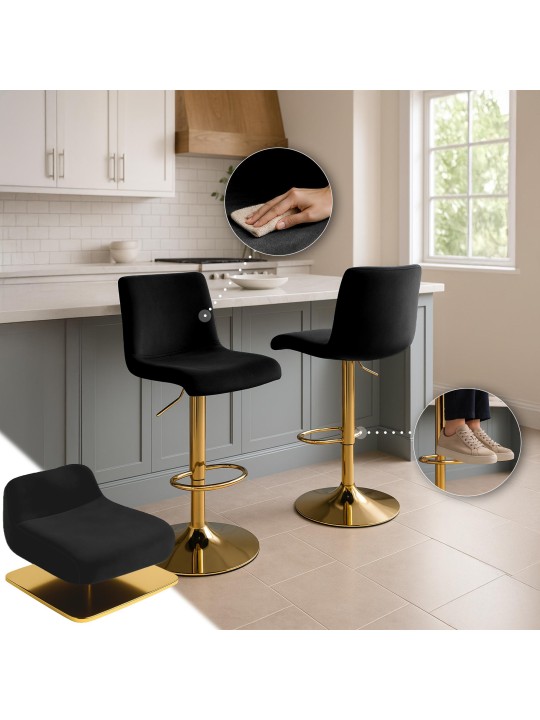 Scaun de bar Hoover catifea G, negru