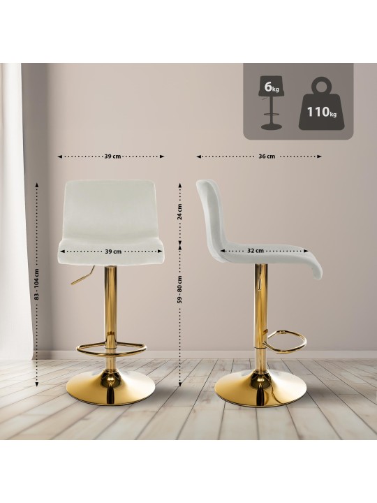 Scaun de bar Hoover catifea G, crem