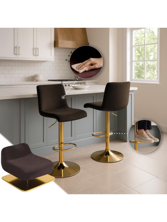 Scaun de bar Hoover catifea G, maro Scaun de bar Hoover catifea G, maro