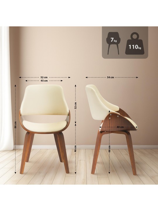 Set 2 scaune de sufragerie Vangale, nuc/crem Set 2 scaune de sufragerie Vangale, nuc/crem