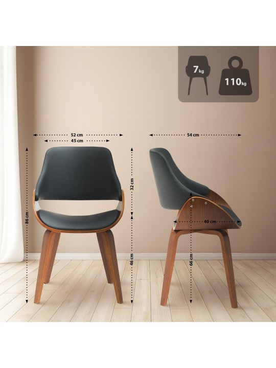 Set 2 scaune de sufragerie Vangale, nuc/negru