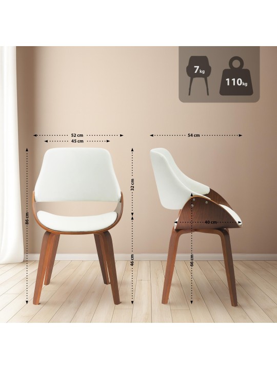 Set 2 scaune de sufragerie Vangale, nuc/alb