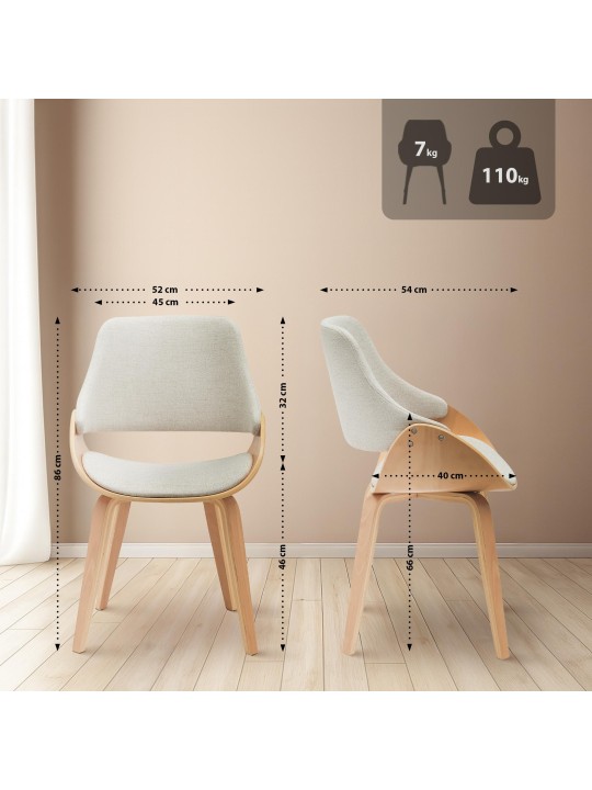 Set 2 scaune de sufragerie Vangale, natural/crem