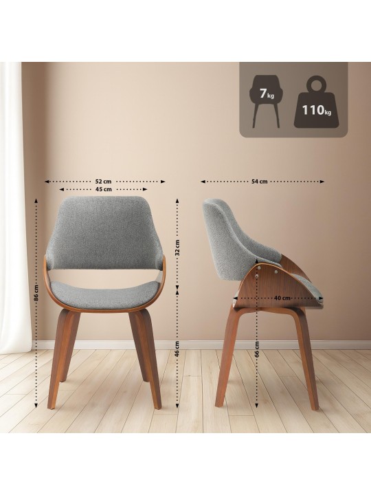 Set 2 scaune de sufragerie Vangale, nuc/gri închis Set 2 scaune de sufragerie Vangale, nuc/gri închis