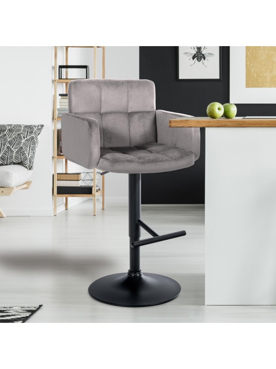 Set 2 scaune de bar Los Angeles catifea, gri