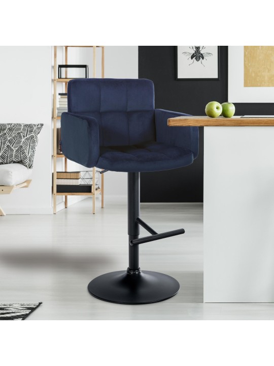 Set 2 scaune de bar Los Angeles catifea, albastru