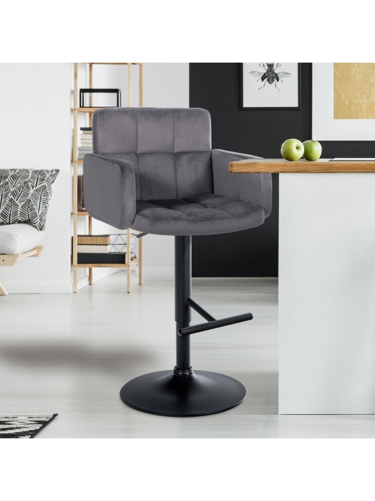 Set 2 scaune de bar Los Angeles catifea, gri închis