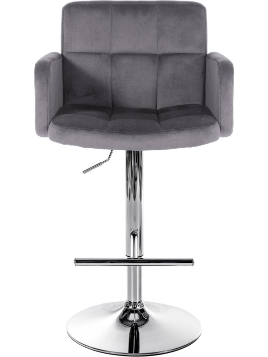 Set 2 scaune de bar Los Angeles catifea crom, gri închis