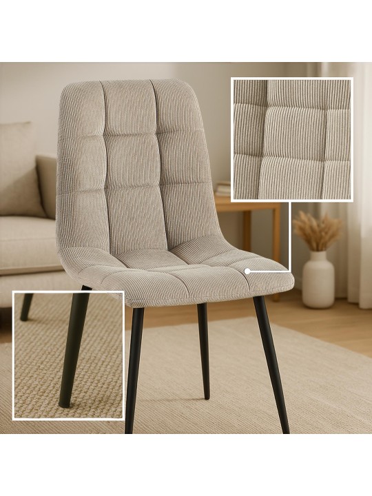 Set 2 scaune de sufragerie Antibes Cord, taupe Set 2 scaune de sufragerie Antibes Cord, taupe