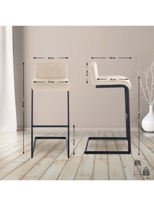 Set 2 scaune de bar Tesatura Newport B, crem Set 2 scaune de bar Tesatura Newport B, crem