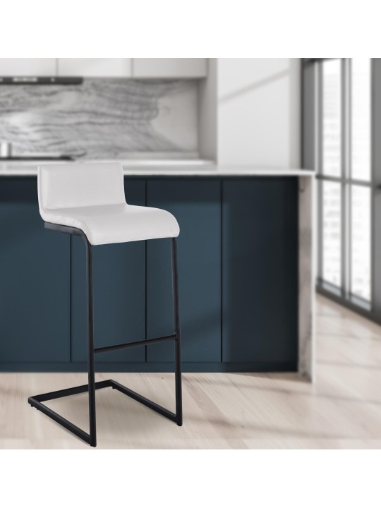 Set 2 scaune de bar Newport B imitatie piele, alb Set 2 scaune de bar Newport B imitatie piele, alb