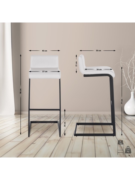 Set 2 scaune de bar Newport B imitatie piele, alb Set 2 scaune de bar Newport B imitatie piele, alb