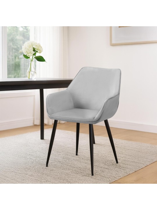Scaun de sufragerie Luena catifea, gri deschis