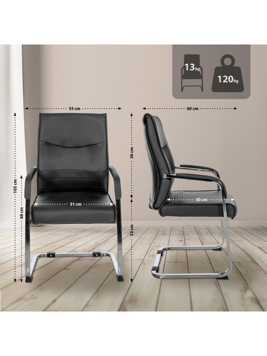 Set 2 scaune vizitator Hobart, negru