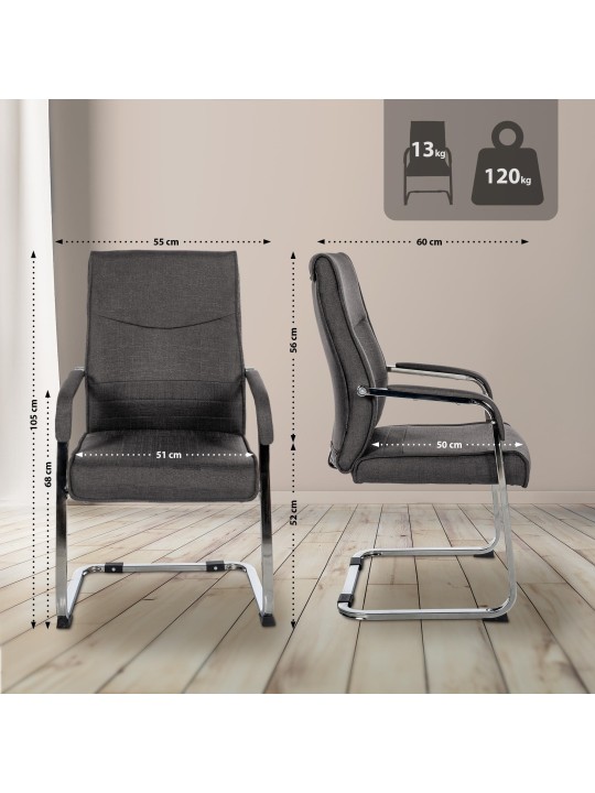 Set 2 scaune vizitator stofa Hobart, negru