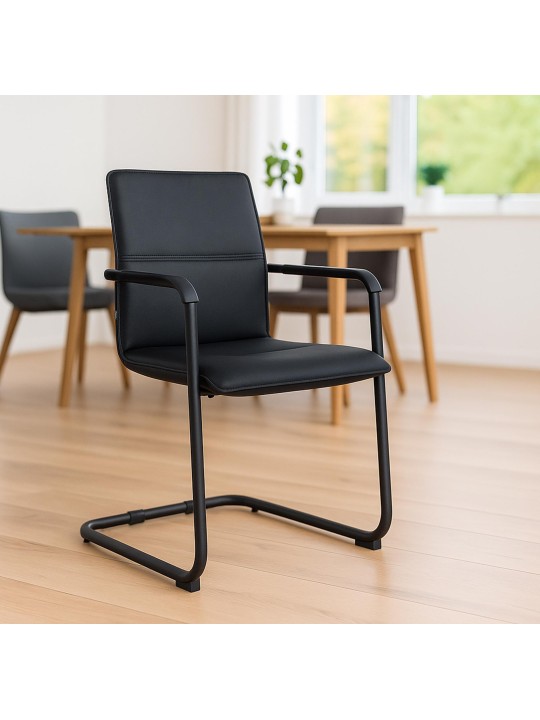 Set de 2 scaune vizitator Seattle, negru/negru