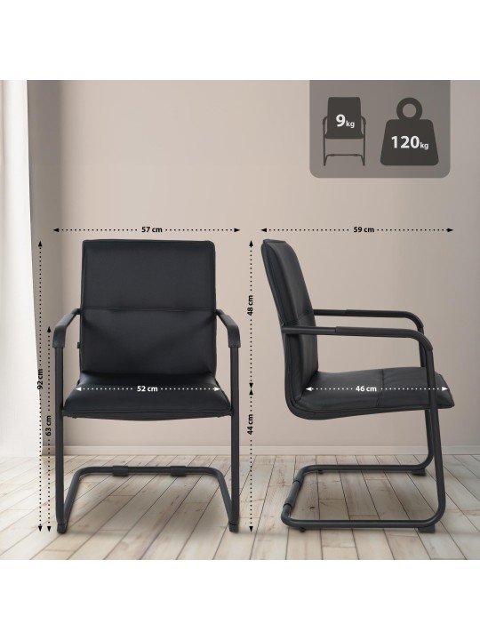 Set de 2 scaune vizitator Seattle, negru/negru