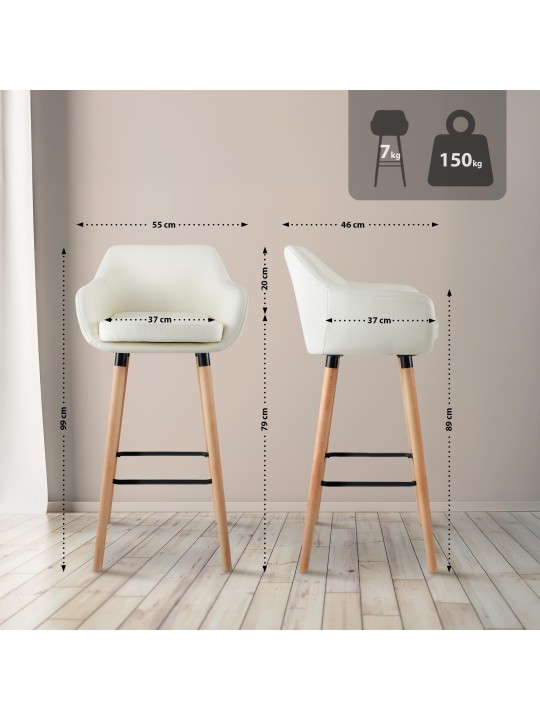 Scaun de bar Grant imitatie piele, crem