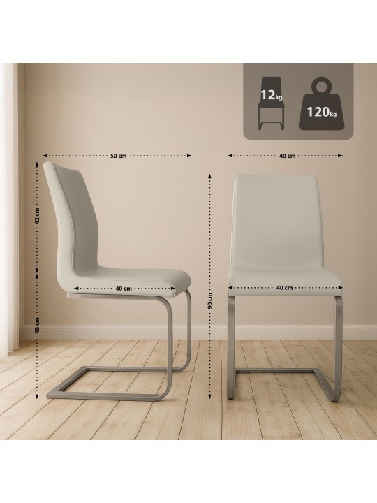 Set de 2 scaune de sufragerie Belfort, crem