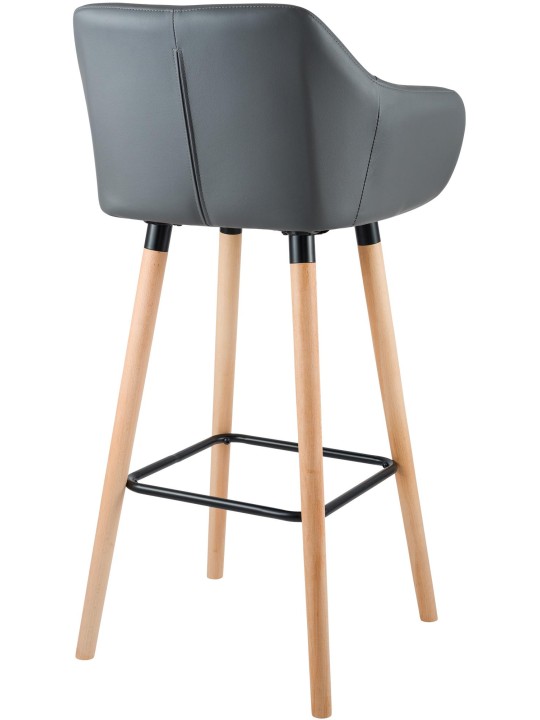 Set 2 taburete de bar Grant imitatie piele, gri