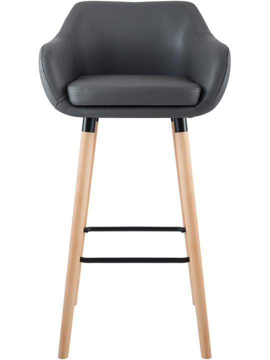 Set 2 taburete de bar Grant imitatie piele, gri