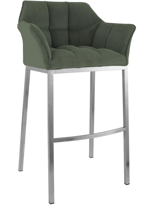 Scaun de bar Damaso E Cord cu cadru de 4 picioare, verde Scaun de bar Damaso E Cord cu cadru de 4 picioare, verde