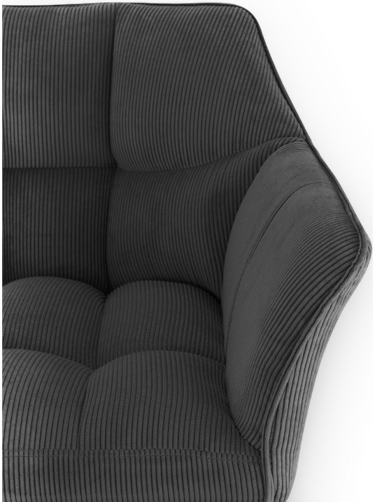 Scaun de bar Damaso E Cord cu cadru de 4 picioare, gri închis