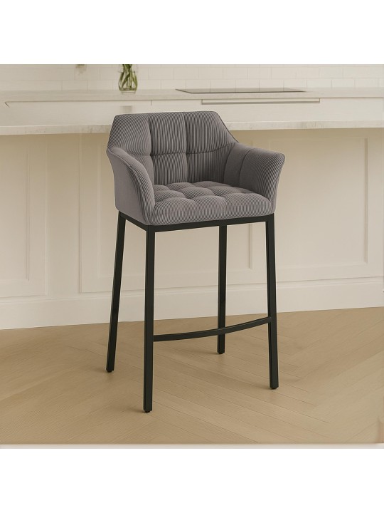 Scaun de bar Damaso B Cord cu cadru de 4 picioare, taupe
