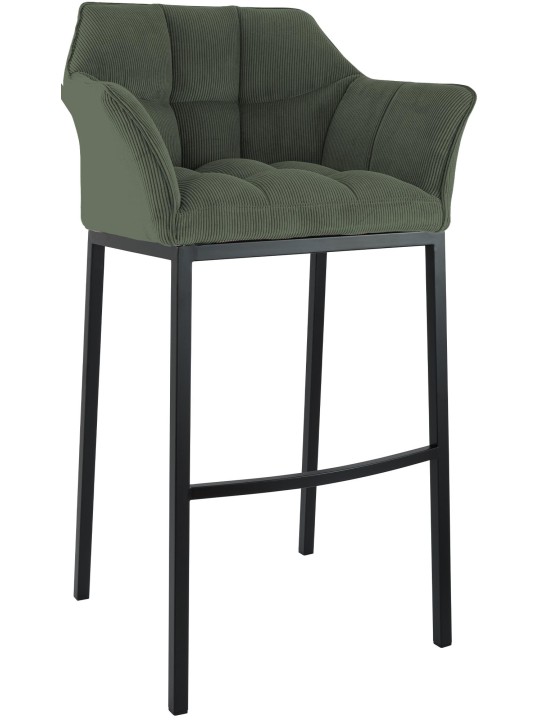 Scaun de bar Damaso B Cord cu cadru de 4 picioare, verde