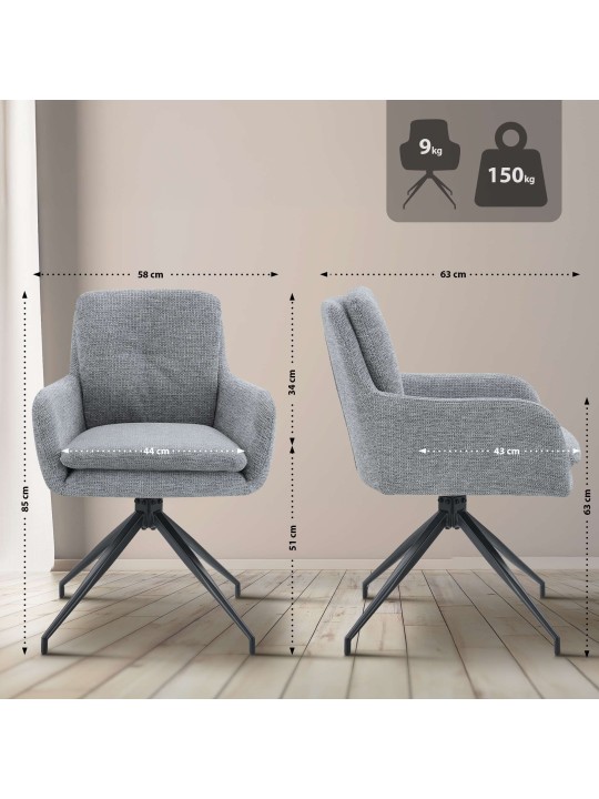 Scaun din țesătură Pickett, gri