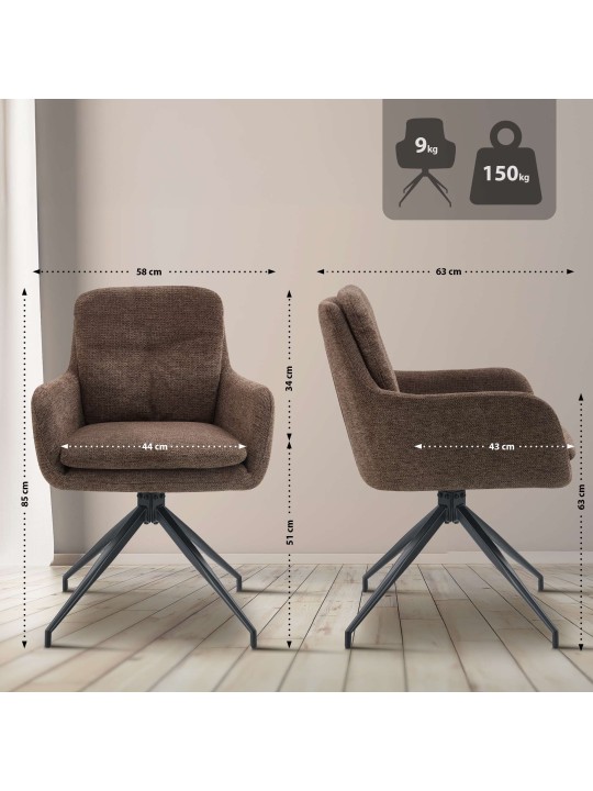 Set 2 scaune de sufragerie din material Pickett, maro