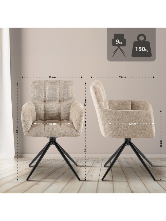 Set 2 scaune de sufragerie stofa Jonah, maro deschis Set 2 scaune de sufragerie stofa Jonah, maro deschis