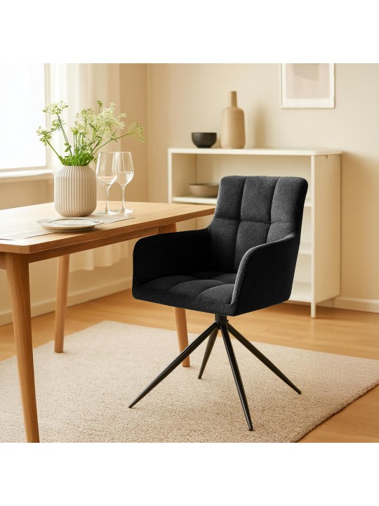 Set 2 scaune de sufragerie stofa Jonah, negru Set 2 scaune de sufragerie stofa Jonah, negru