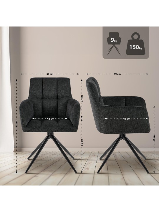 Set 2 scaune de sufragerie stofa Jonah, negru Set 2 scaune de sufragerie stofa Jonah, negru
