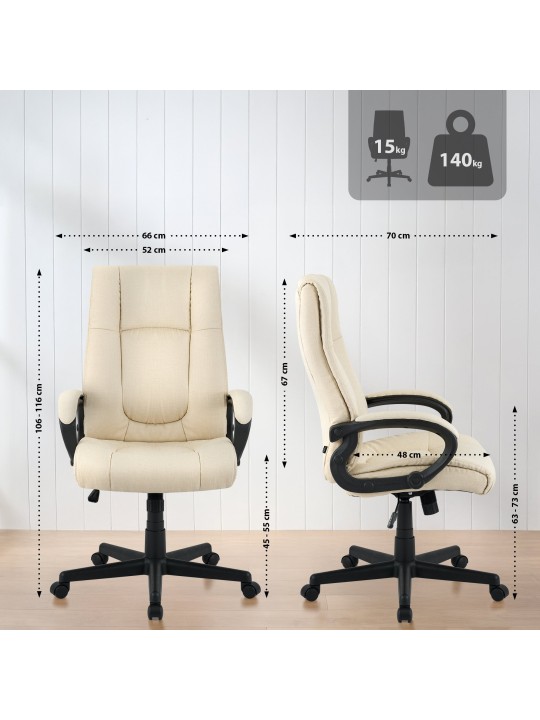 Scaun de birou XL Sparta stofa, crem