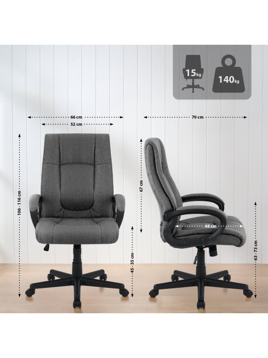 Scaun de birou XL Sparta stofa, gri închis