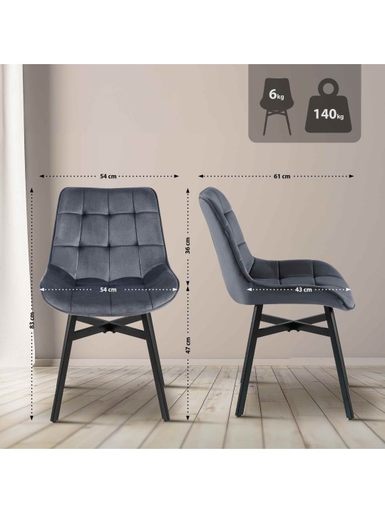 Scaun Colby Velvet, gri închis Scaun Colby Velvet, gri închis