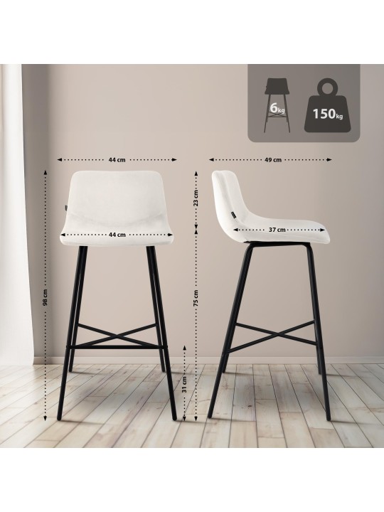 Scaun de bar Altona catifea, crem