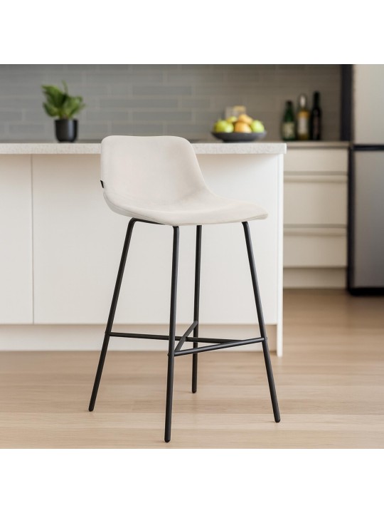 Scaun de bar Altona catifea, crem