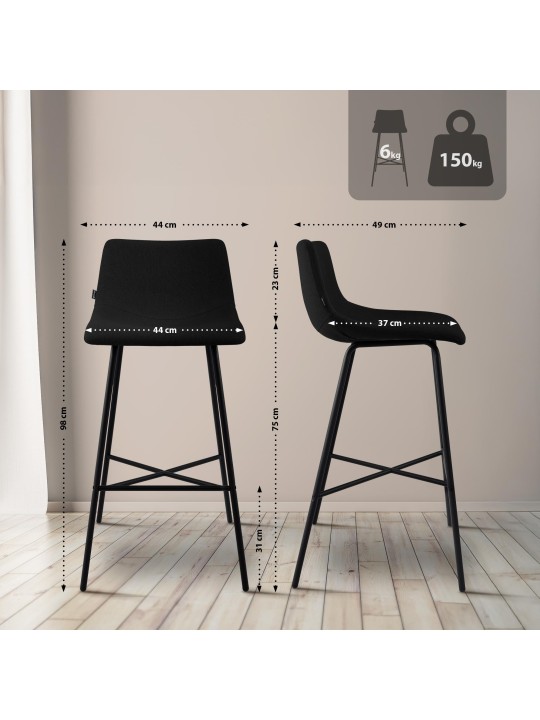 Scaun de bar Altona stofa, negru