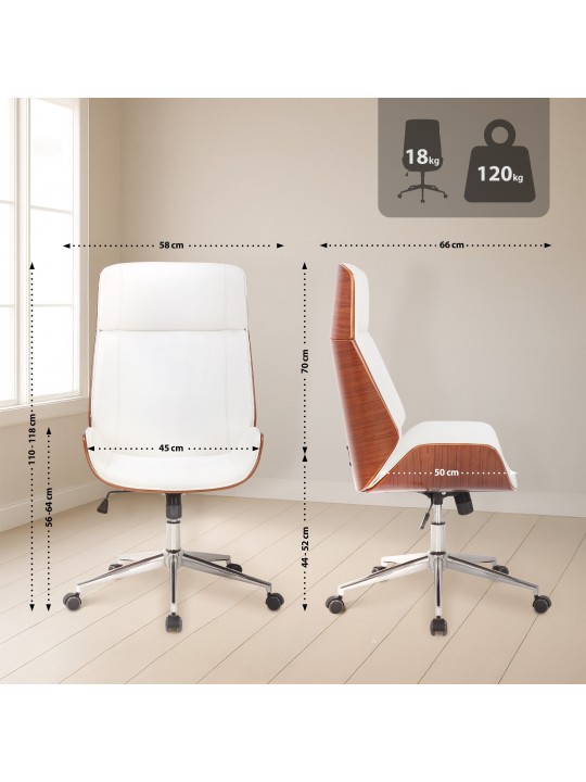 Scaun birou Varel imitatie piele, nuc/alb