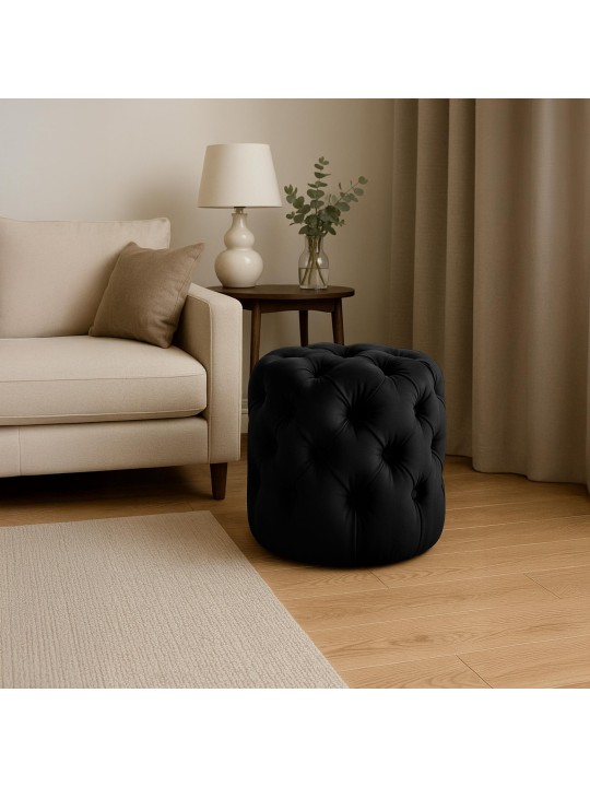 Taburet Drancy Velvet M, negru