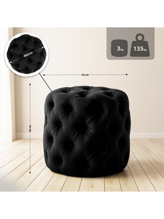 Taburet Drancy Velvet M, negru