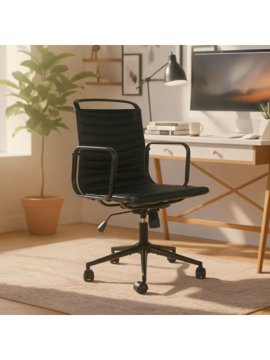 Scaun de birou Bakers imitatie piele, negru