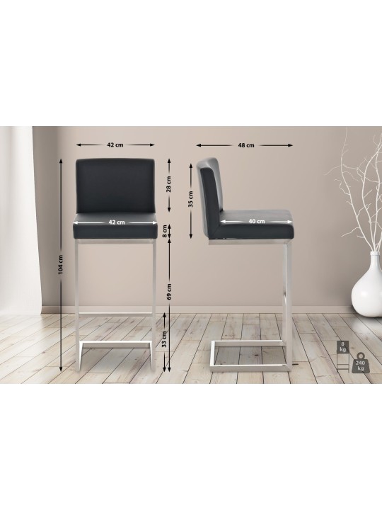 Set 2 scaune de bar Paros imitatie piele, negru Set 2 scaune de bar Paros imitatie piele, negru