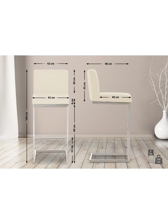 Set 2 scaune de bar Paros imitatie piele, crem