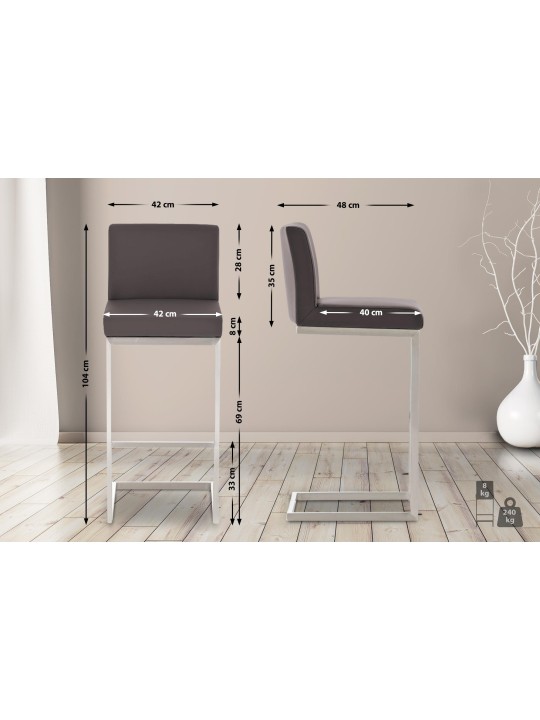 Set 2 scaune de bar Paros imitatie piele, maro